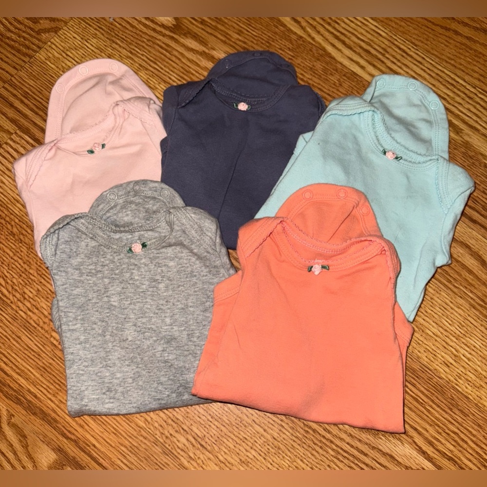 Carter’s basics Bundle of 5 LS Onesies